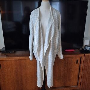 NWT Glamorous Wool Cream Houndstooth Waterfall Cardigan Sz S Very Lightweight